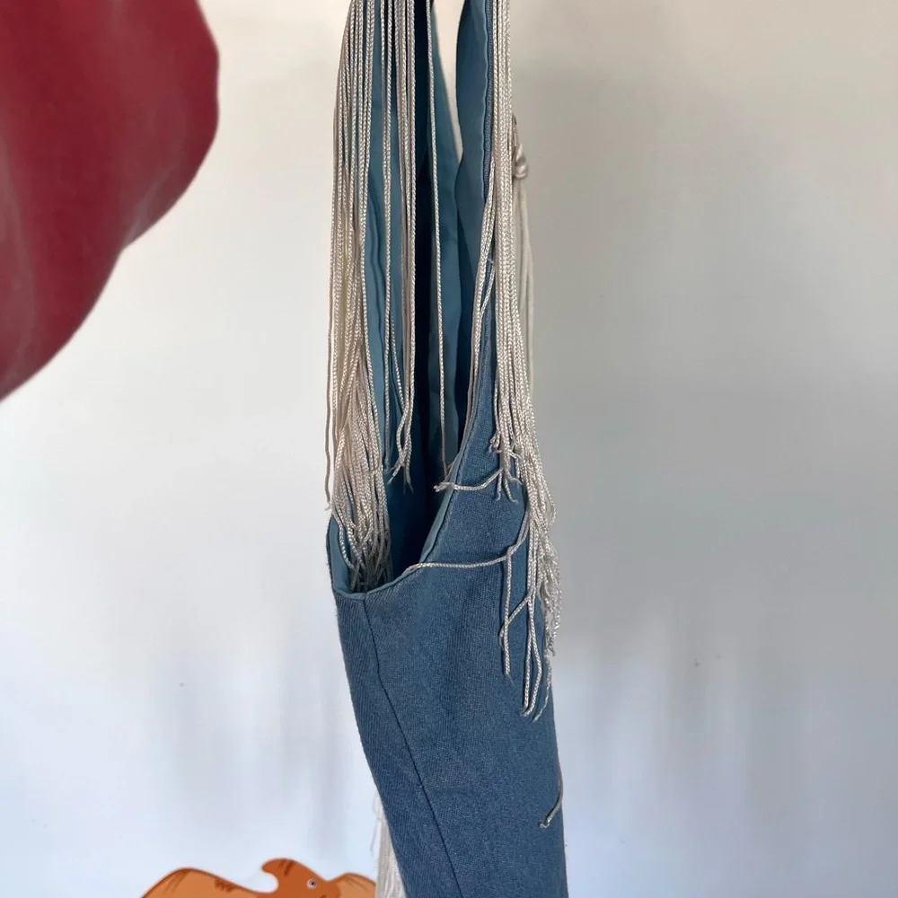 Epic Vintage Blue Denim Fringe Western Vest. Made in Canada - Picture 12 of 13
